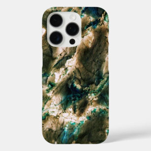 Coques iPhone 16 Pro Marbre coloré élégant Tan Brown et Aqua