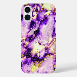 Coques iPhone 16 Plus Marbre coloré élégant violet rose et or