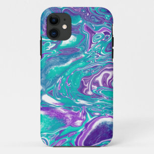 Case-Mate iPhone Case Marbre d'art fluvial Turquoise et violet