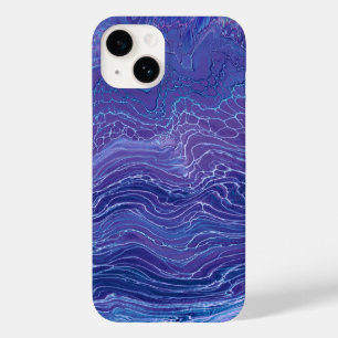 Coque Pour iPhone 14 Marbre de dentelle bleu lavande Acrylique Abstract