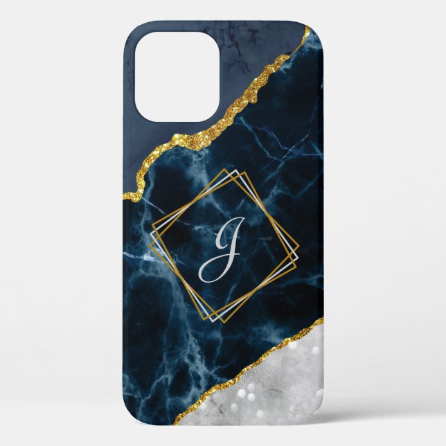 Coques Case-Mate iPhone Marbre de marine avec Parties scintillant d'or iPh (Verso)