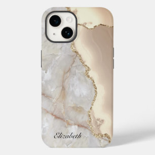 Coque Pour iPhone 14 Marbre géométrique doré crème Cool