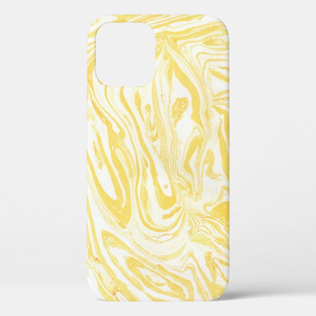 Coques Case-Mate iPhone Marbre jaune élégant : Texture dessinée à la main (Verso)