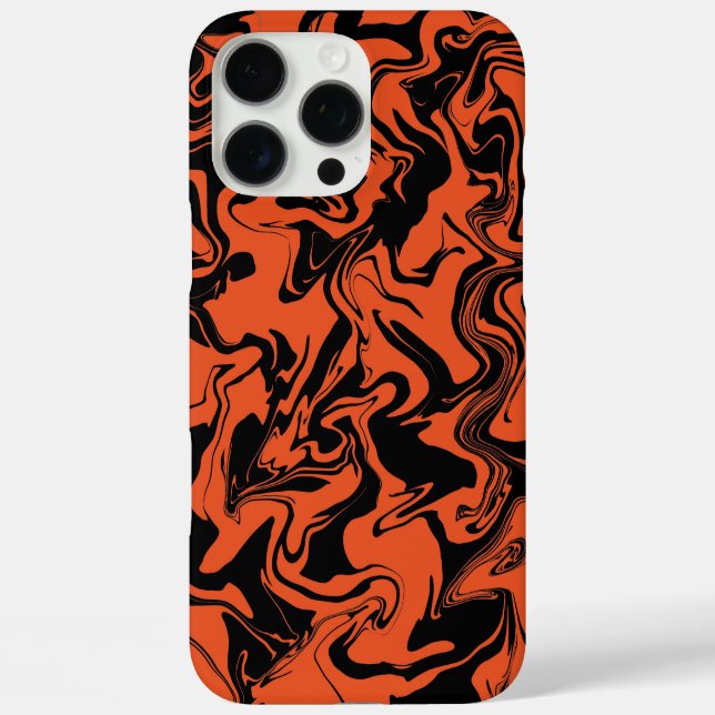 Coques Case-Mate iPhone marbre noir et orange (Verso)