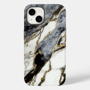 Coque Pour iPhone 14 Marbre noir gris or Tourbillon Abstrait Tendance