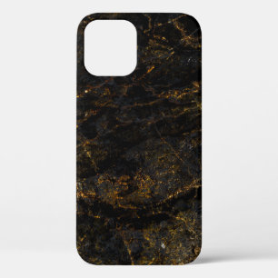 Case-Mate iPhone Case Marbre noir, veines dorées, texture.