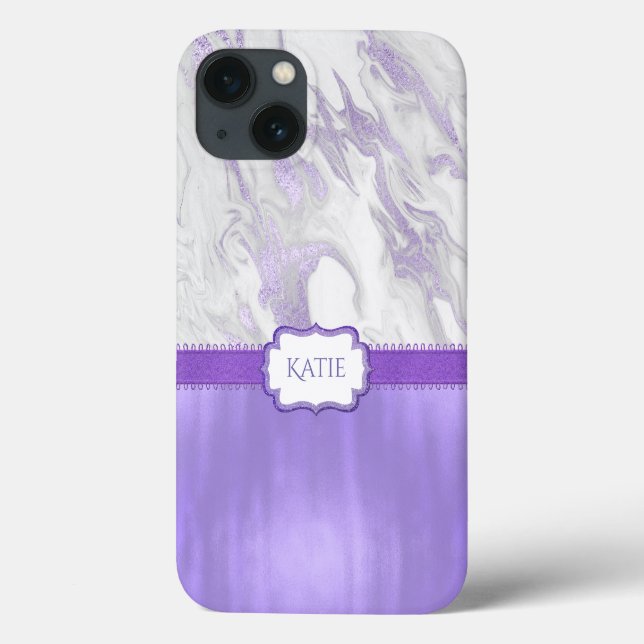 Coques Case-Mate iPhone Marbré pourpre et blanc (Verso)
