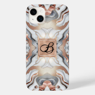 Coque Pour iPhone 14 Plus Marbre Rose Gold Argenté Féminin Glamour