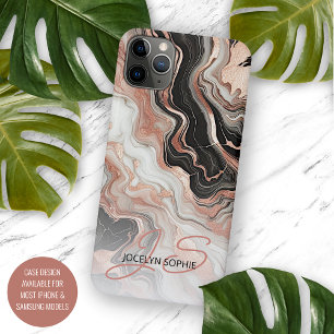 Case-Mate iPhone Case Marbre Rose Gold Rose Noir Personnalisé Art