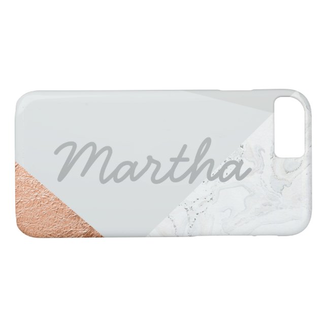 Coques Case-Mate iPhone Marbre rose pâle gris et or rose (Dos (Horizontal))