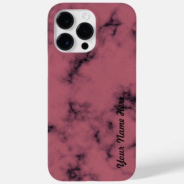 Coques Case-Mate iPhone Marbre rose personnalisé Votre nom Modifiable Pers (Verso)