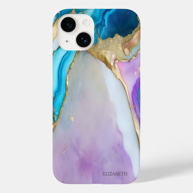 Coques Case-Mate iPhone Marbre Violet Bleu Chic Élégant    (Verso)