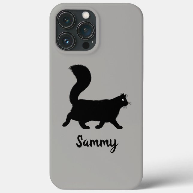 Coques Case-Mate iPhone Marcher Chat Kitty noir avec texte personnalisé  (Verso)