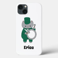 Marching Band Drummer Chat Vert Blanc Personnalise