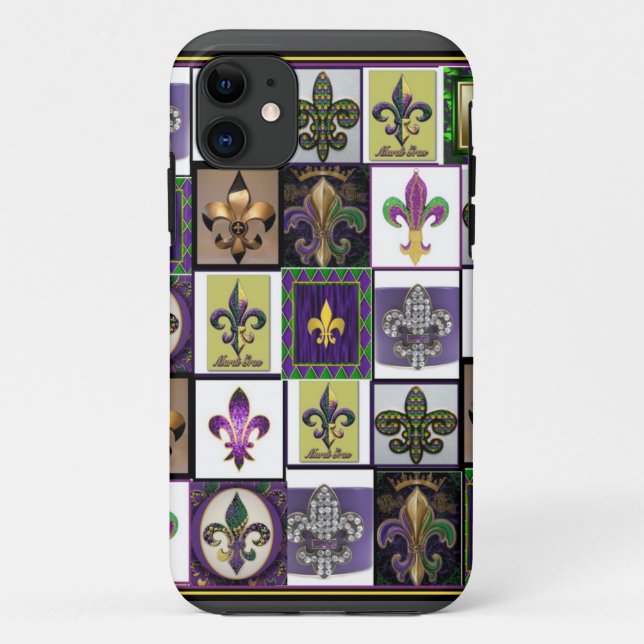 Coques Case-Mate iPhone Mardi Gras Célébration du collage fleur de lis (Dos)