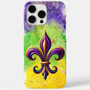 Coques iPhone 16 Pro Max Mardi Gras coloré Fleur de lis