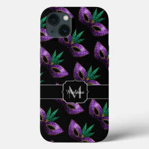 Case-Mate iPhone Case Mardi Gras Masque Purple Vert Étincelles Monogramm