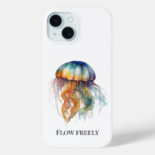 Coque Pour iPhone 15 Marée arc-en-ciel Méduse : Aquarelle