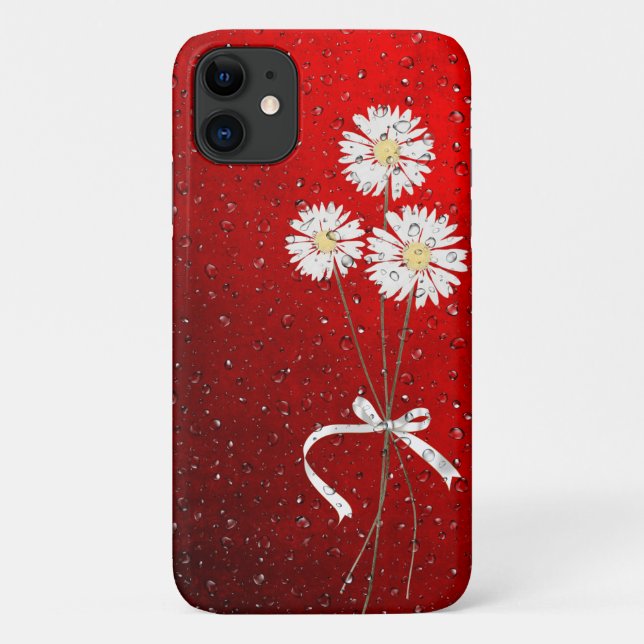 Coques Case-Mate iPhone marguerites blanches avec gouttes de pluie (Dos)
