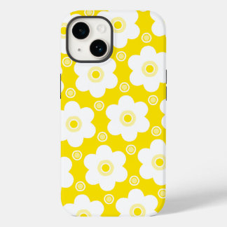 Coque Pour iPhone 14 Marguerites jaunes et blanches et pois