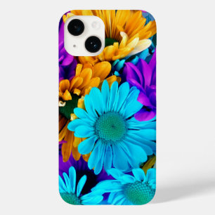 Coque Pour iPhone 14 Marguerites Or Pourpre Et Turquoise