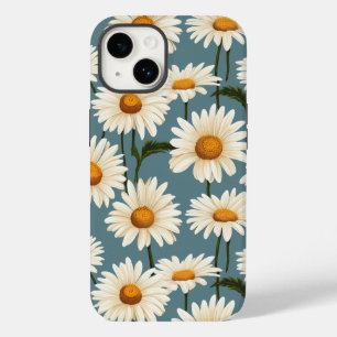 Coque Pour iPhone 14 Marguerites sur bleu