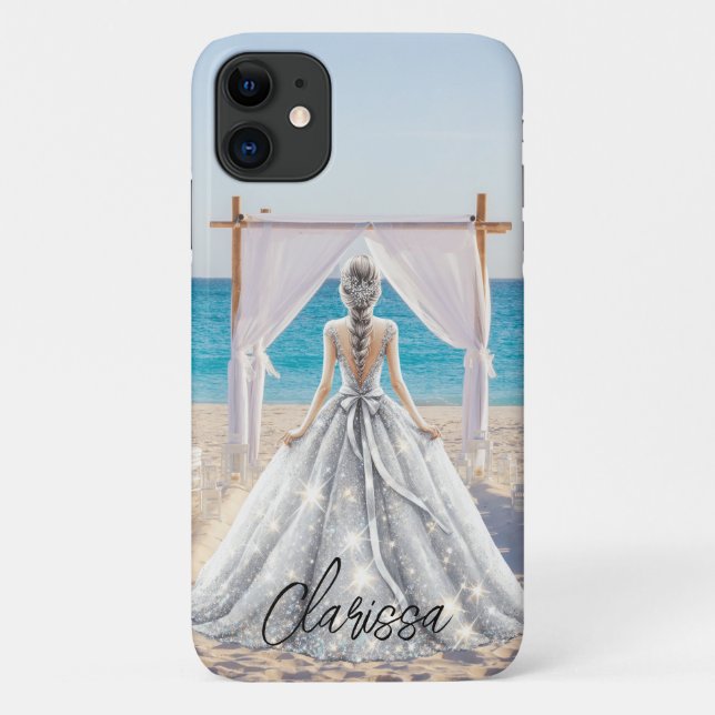 Coques Case-Mate iPhone Mariée Mariage Jour Plage Mariage Fancy Gown (Dos)
