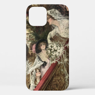 Coque iPhone 12 Mariés vintages, Mariée victorienne, Bouquet de ch