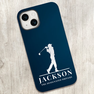 Coque Pour iPhone 14 Marine bleu Personnalisé Monogramme Golfer