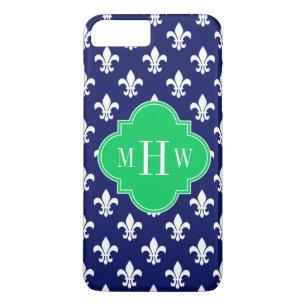 Coque Case-Mate Pour iPhone Marine What Fleur de Lis Emerald 3 Monogramme init
