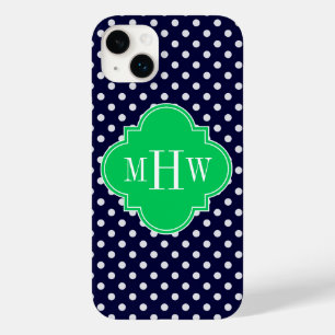 Coques Pour iPhone Marine White Polka Dot Emerald Quatrefoil 3 Monogr