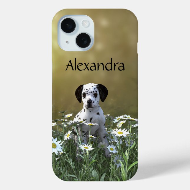 Coques Case-Mate iPhone Marionnette dalmate mignonne dans les marguerites (Verso)