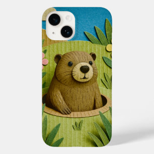 Coque Pour iPhone 14 Marmotte dans son terrier, art de style carton