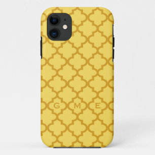 Coques Pour iPhone Marocain moutarde jaune motif 3 monogramme