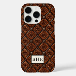 Coques iPhone 16 Pro Marron Diamant Cuir Monogrammé