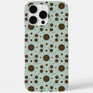Coques iPhone 16 Pro Max Marron foncé Micro Floral Sage vert