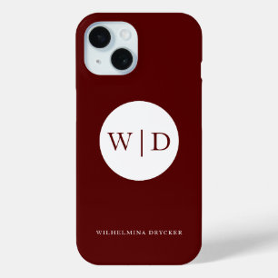 Coque Pour iPhone 15 Marron Personnalisé Monogramme