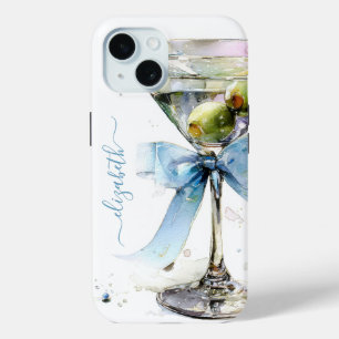 Coque Pour iPhone 15 Martini Élégant Monogrammé