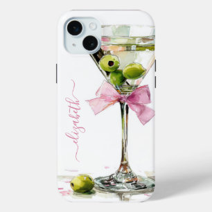 Coque iPhone 15 Mini Martini Élégant Monogrammé