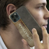 Masculine Métal en cuir look Monogramme Coque-Mate
