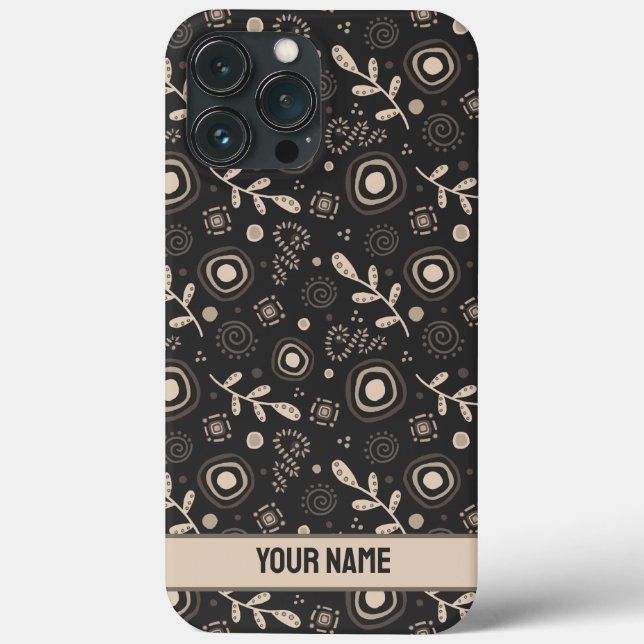 Coques Case-Mate iPhone Masculine Motif Feuille moderne Nom noir (Verso)