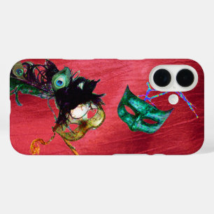 Coques iPhone 16 MASQUERADE MARDI GRAS MASQUERADE MASQUES soie roug