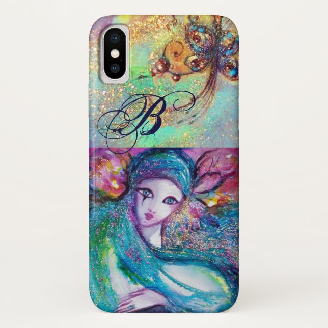 COQUES Case-Mate iPhone MASQUÉRADE VÉNÉTIENNE /MASQUE EN MONOGRADE BLEU (Dos)