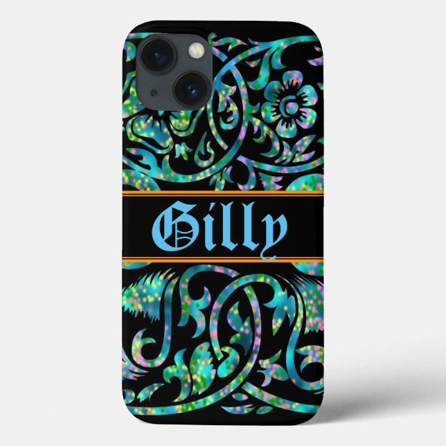 Coques Case-Mate iPhone Masselli Blue Vieux Anglais Monogramme Téléphone (Verso)