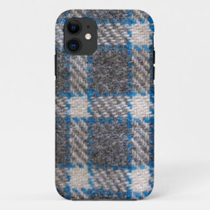 Etui iPhone Case-Mate Matériau gris et bleu Tartan