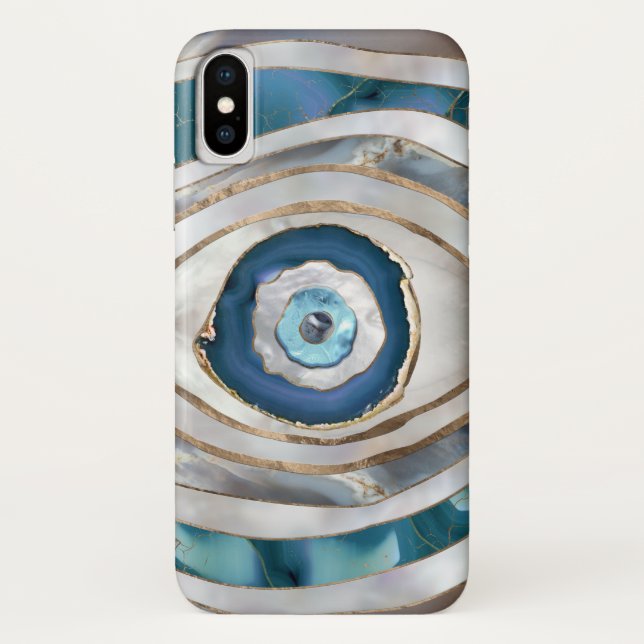 Coques Case-Mate iPhone Mauvais oeil Textiles et or (Dos)