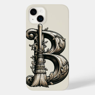 Coque Pour iPhone 14 Plus Mauvaise Sorcière Balai Sorcier Lettre B Initiale