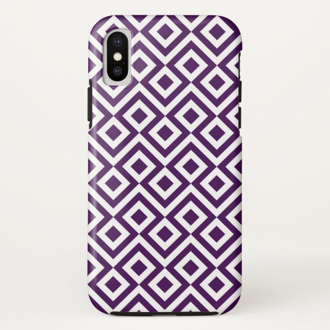 Coques Case-Mate iPhone Méandre géométrique en violet et blanc (Dos)
