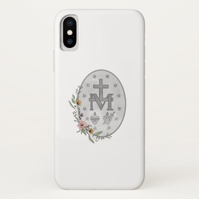 Coques Case-Mate iPhone Médaille miraculeuse Floral  (Dos)