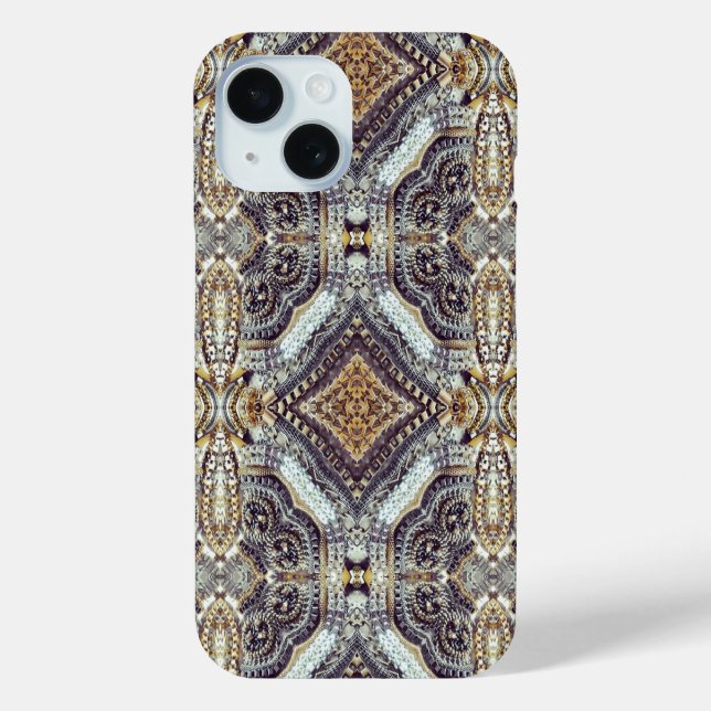 Coques Case-Mate iPhone Médaillon d'or gris kaléidoscopique (Verso)